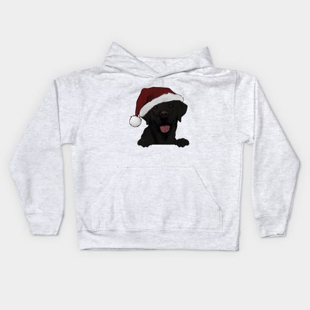 Merry Christmas Black Lab Kids Hoodie by rmcbuckeye